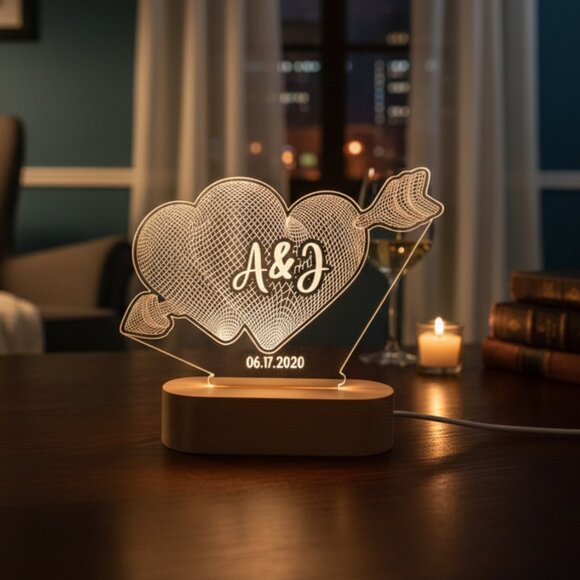 Personalized LED Heart Light • Custom Valentine’s Gift • Gift for Her - Picture 8 of 8
